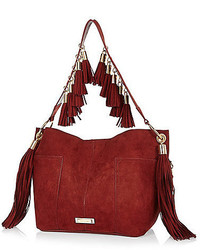 Red Suede Bucket Bag