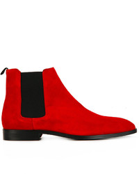 Red Suede Chelsea Boots