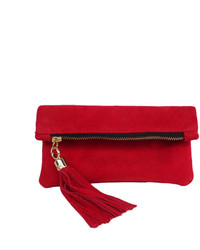 Miller and Jeeves Mini Suede Clutch Red Suede