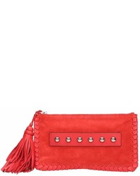 RED Valentino Red Leather And Suede Clutch Bag