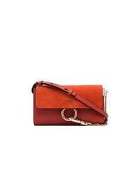 Chloé Faye Red Suede And Leather Shoulder Bag