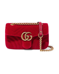 Gucci Gg Marmont Mini Quilted Velvet Shoulder Bag