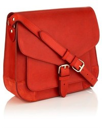 A.P.C. Red Leather Bandouliere Satchel