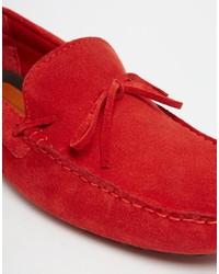 Asos Driving Shoes In Bright Red Suede