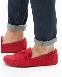 Asos Driving Shoes In Bright Red Suede