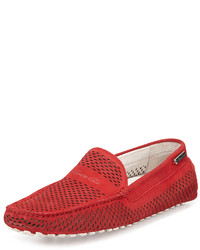 Kenneth Cole Ez Listening Perforated Suede Driver Red