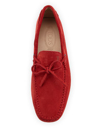 Tod's Suede Tie Front Driver Red