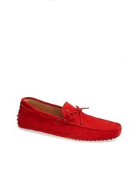 Tod's Giommini Suede Driving Shoe Red 9us 8uk