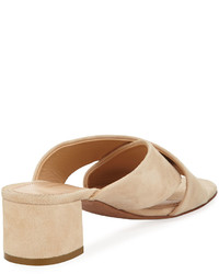 Mansur Gavriel Suede Crisscross 40mm Slide Sandal