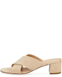 Mansur Gavriel Suede Crisscross 40mm Slide Sandal