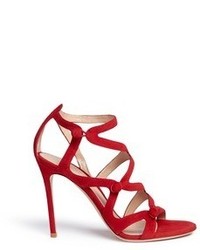 Gianvito Rossi Rouleau Loop Button Caged Suede Sandals