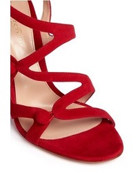 Gianvito Rossi Rouleau Loop Button Caged Suede Sandals