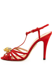 Charlotte Olympia Clio Strappy Suede Ornat Sandal