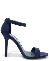 LuLu*s Elsi Navy Blue Single Strap Heels