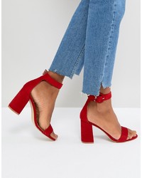 RAID Genna Red Block Heeled Sandals