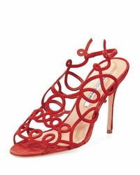 Manolo Blahnik Gori Squiggly High Heel Sandal Red