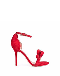 Isa Tapia Shelby Bow Red Suede Heels