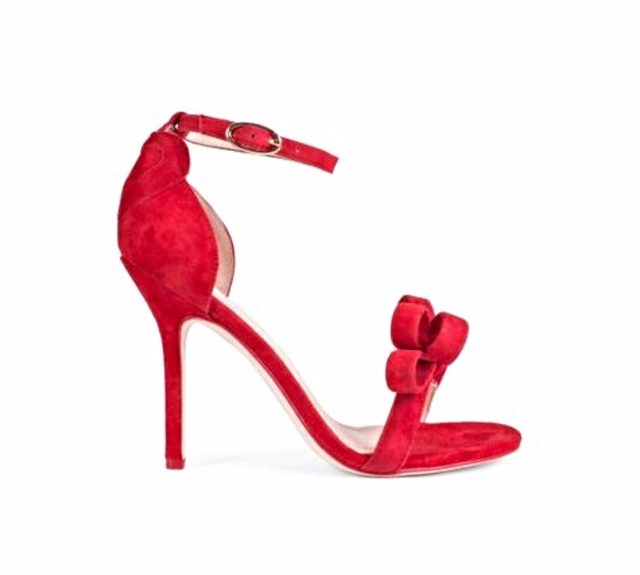 Isa Tapia Shelby Bow Red Suede Heels, $395 | Runway2Street | Lookastic.com
