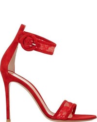 Gianvito Rossi Lace Inset Ankle Strap Sandals