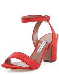 Tabitha Simmons Leticia Suede Block Heel Sandal Red