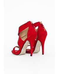 Missguided Crossover Strap Heeled Sandals Red