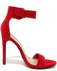 My Delicious Canter Lipstick Red Ankle Strap Heels