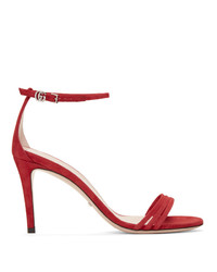 Gucci Red Suede Isle Heeled Sandals