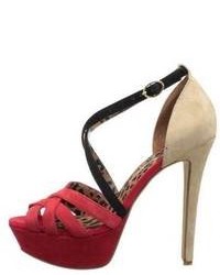 Jessica Simpson Shoes Eclair Platform Pumps Heels Runway Red Combo Suede