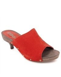 Yin Gita Red Open Toe Suede Slides Sandals Shoes Uk 7