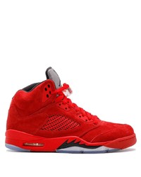 Jordan Air 5 Retro Red Suede Sneakers