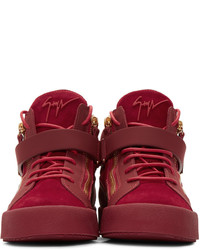 Giuseppe Zanotti Red Suede London High Top Sneakers