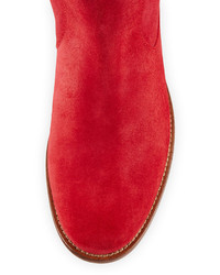 RED Valentino Bow Back Suede Knee Boot Red