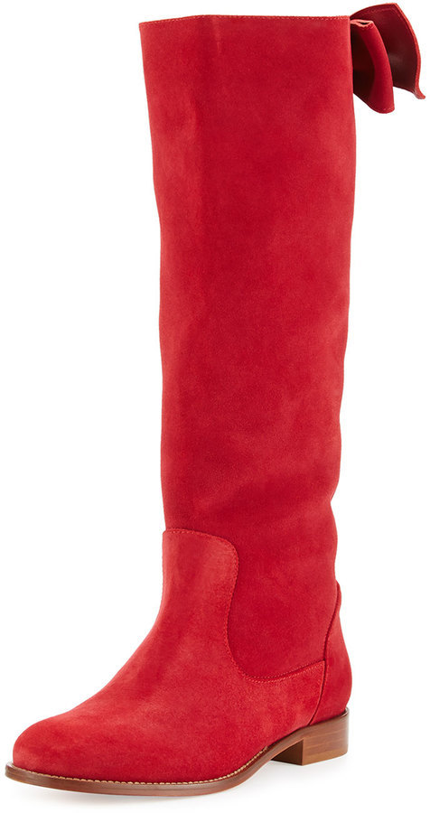 RED Valentino Bow Back Suede Knee Boot 