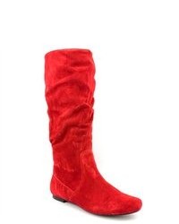 Dannii Red Suede Fashion Knee High Boots