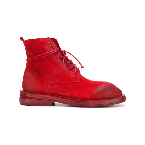 red suede combat boots