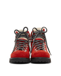 Proenza Schouler Red Lace Up Hiking Boots