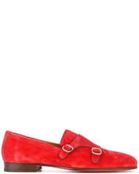 Santoni penny-slot suede loafers - Red