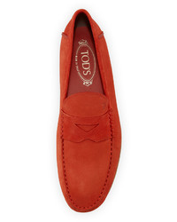 Tod's Gommini Suede Penny Loafer Red