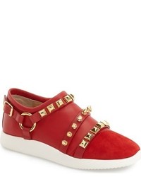 Red Suede Low Top Sneakers