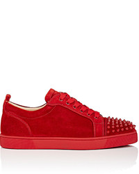 Christian Louboutin Louis Junior Spikes Flat Suede Sneakers