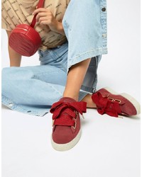 Puma Suede Heart Trainers In Red Dahlia