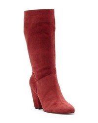 Red Suede Mid-Calf Boots