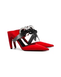 Proenza Schouler Red 90 Point Toe Suede Mules
