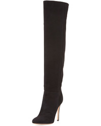 Gianvito Rossi Suede Almond Toe Over The Knee Boot