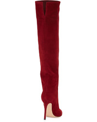 Gianvito Rossi Suede Almond Toe Over The Knee Boot