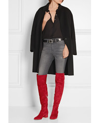 Gianvito Rossi Suede Over The Knee Boots Claret