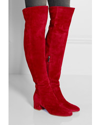 Gianvito Rossi Suede Over The Knee Boots Claret