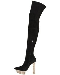 Versace 160mm Suede Stretch Over The Knee Boots