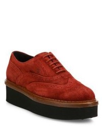 Red Suede Oxford Shoes