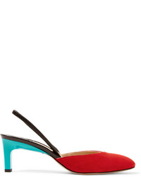 Paul Andrew Celestine Suede And Patent Leather Slingback Pumps
